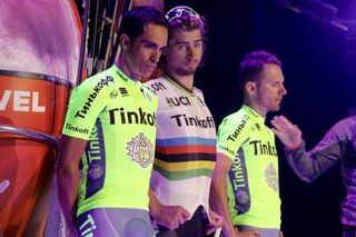 Contador, Sagan and Majka on stage in Courchevel.