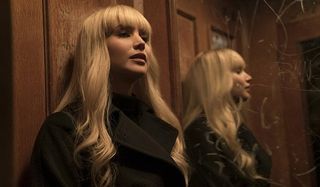 Red Sparrow Jennifer Lawrence Dominika reflected in a mirror