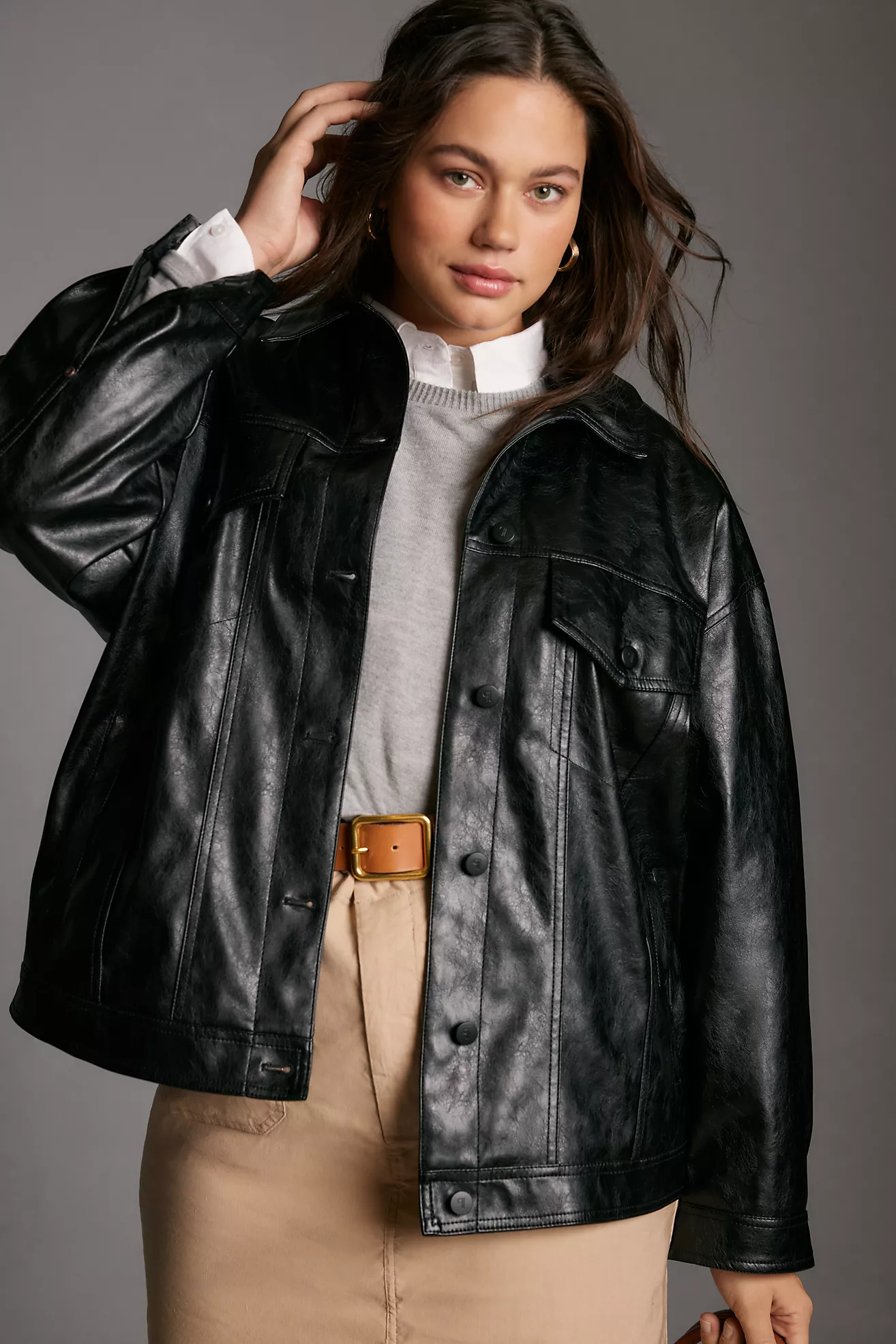The Weston Faux Leather Boyfriend Jacket by Pilcro