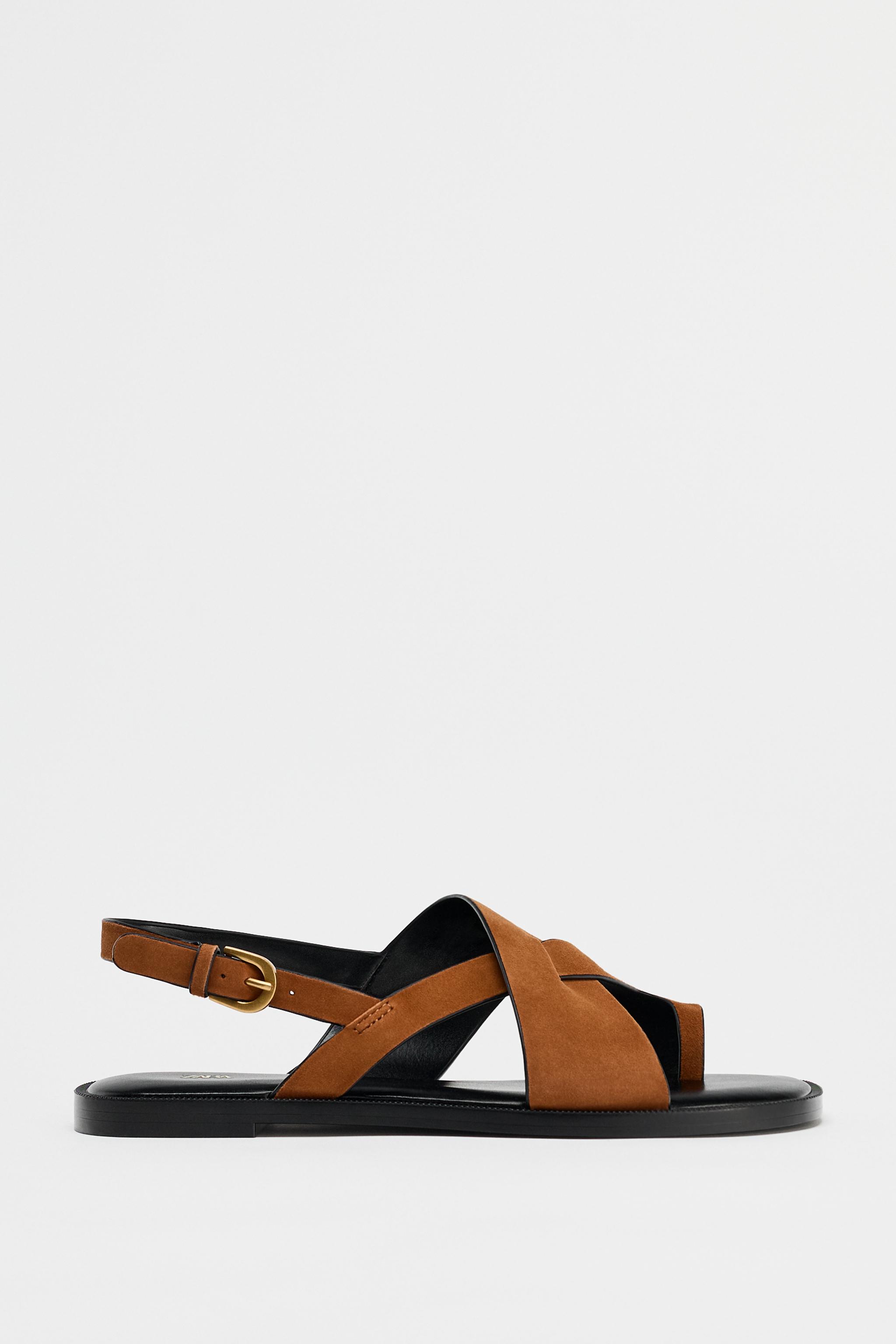 Flat Split Suede Strappy Sandals