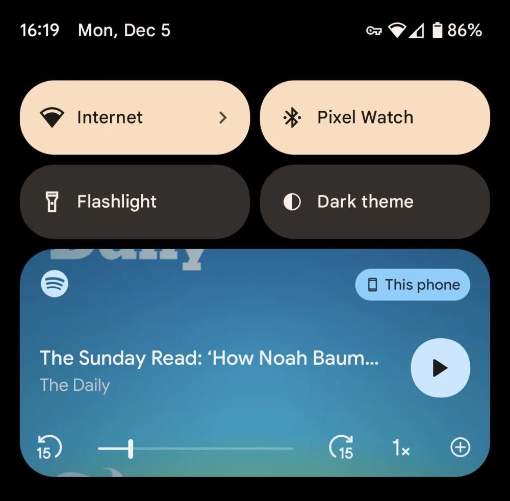 Spotify's updated Android 13 podcast player