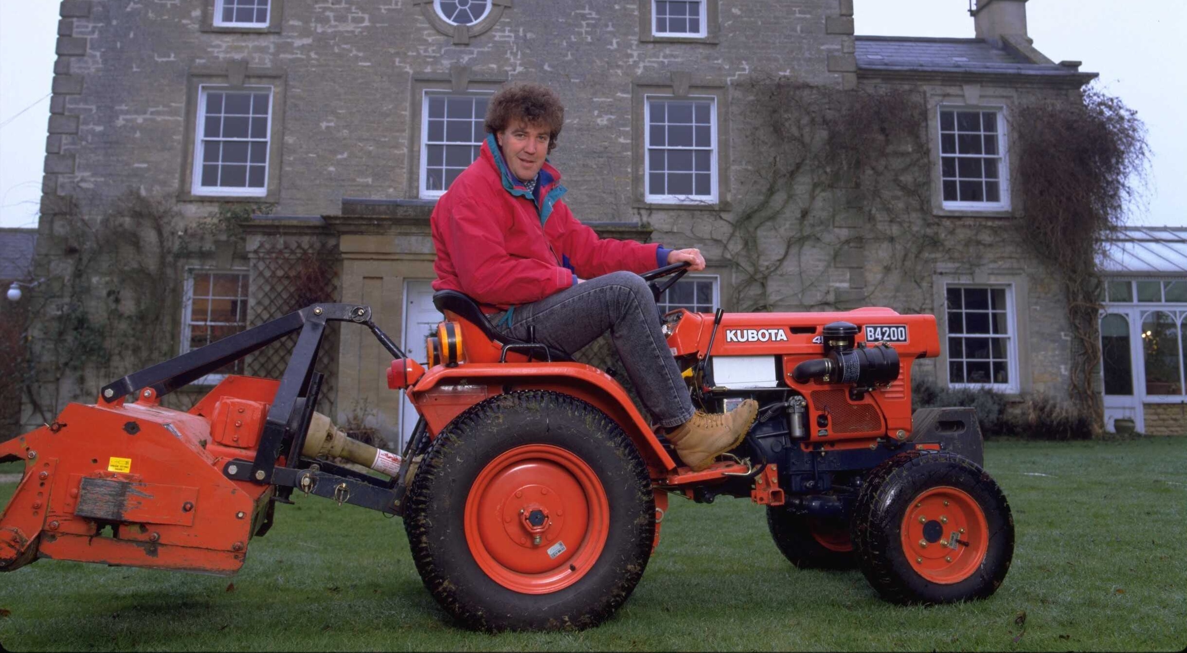 Jeremy Clarkson on a tractor in 1995.