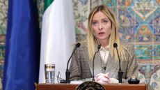 Giorgia Meloni giving an address in Algeria