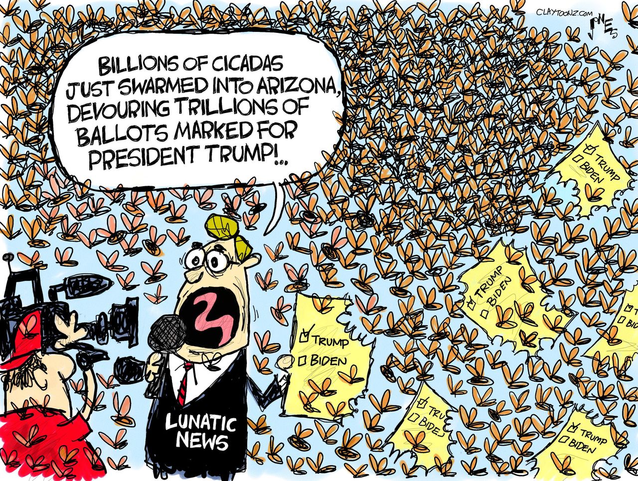 Political Cartoon U.S. trump biden cicadas arizona recount