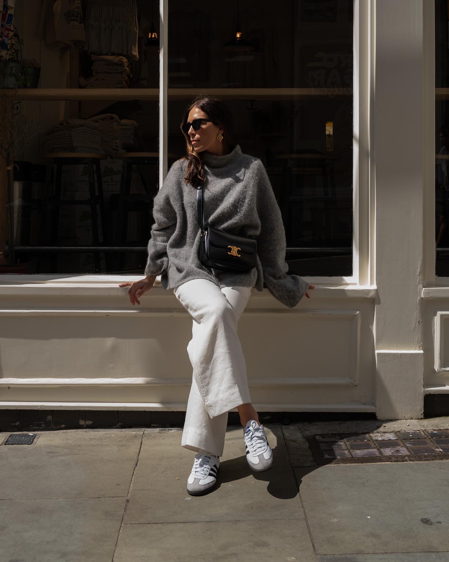 An image @_jessicaskye wearing one of the most iconic shoes, Adidas Sambas.
