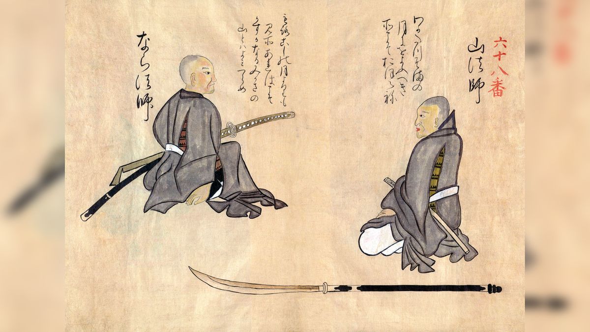 Weapons found in two castles in Japan could be ninja weapons, with some of the weapons possibly being the forerunners to the throwing star. Here, a hand-colored illustration of mid-18th century Japan and two ninjas.