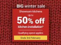 Up to 50 % off kitchen installation at Wickes