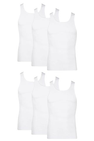 Hanes Men's Cotton Tank Undershirts Pack, Moisture-Wicking Ribbed Tanks, Lightweight, White 6-Pack, Medium