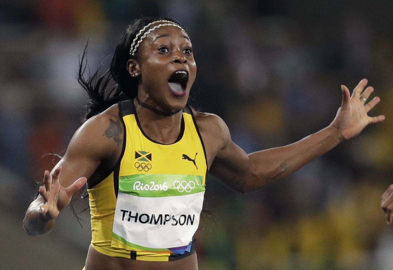 Jamaica&amp;#039;s Elaine Thompson wins the gold medal in the women&amp;#039;s 100-meter final.