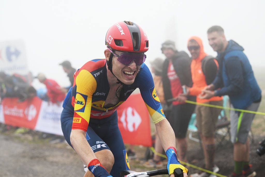PAJARES SPAIN SEPTEMBER 01 Mattias Skjelmose Jensen of Denmark and Team Lidl Trek competes during the La Vuelta 79th Tour of Spain 2024 Day 15 a 143km stage from Infiesto to ValgrandePajares Cuitu Negru 1835m UCIWT on September 01 2024 in Pajares Spain Photo by Dario BelingheriGetty Images