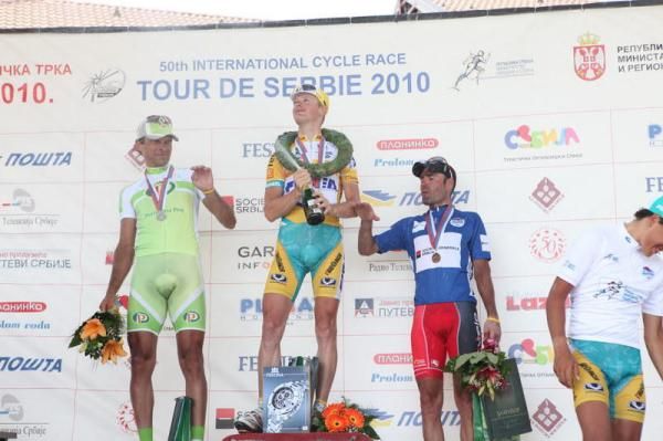 Kevin Pauwels celebrates his stage win in the Tour de Serbie.