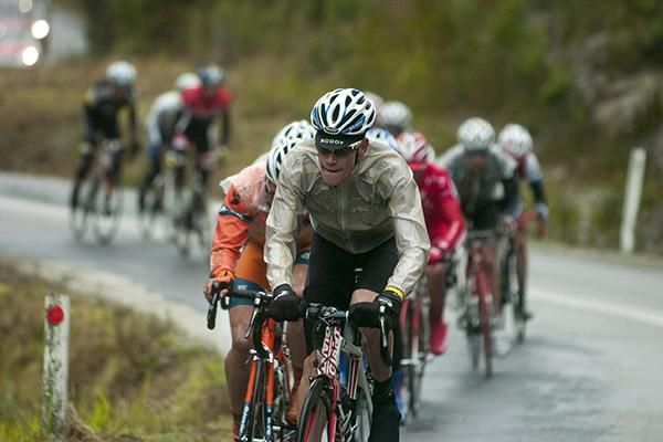 Cameron Jennings (Budget Forklifts) in action back in the peloton on the 86.4km fourth stage.