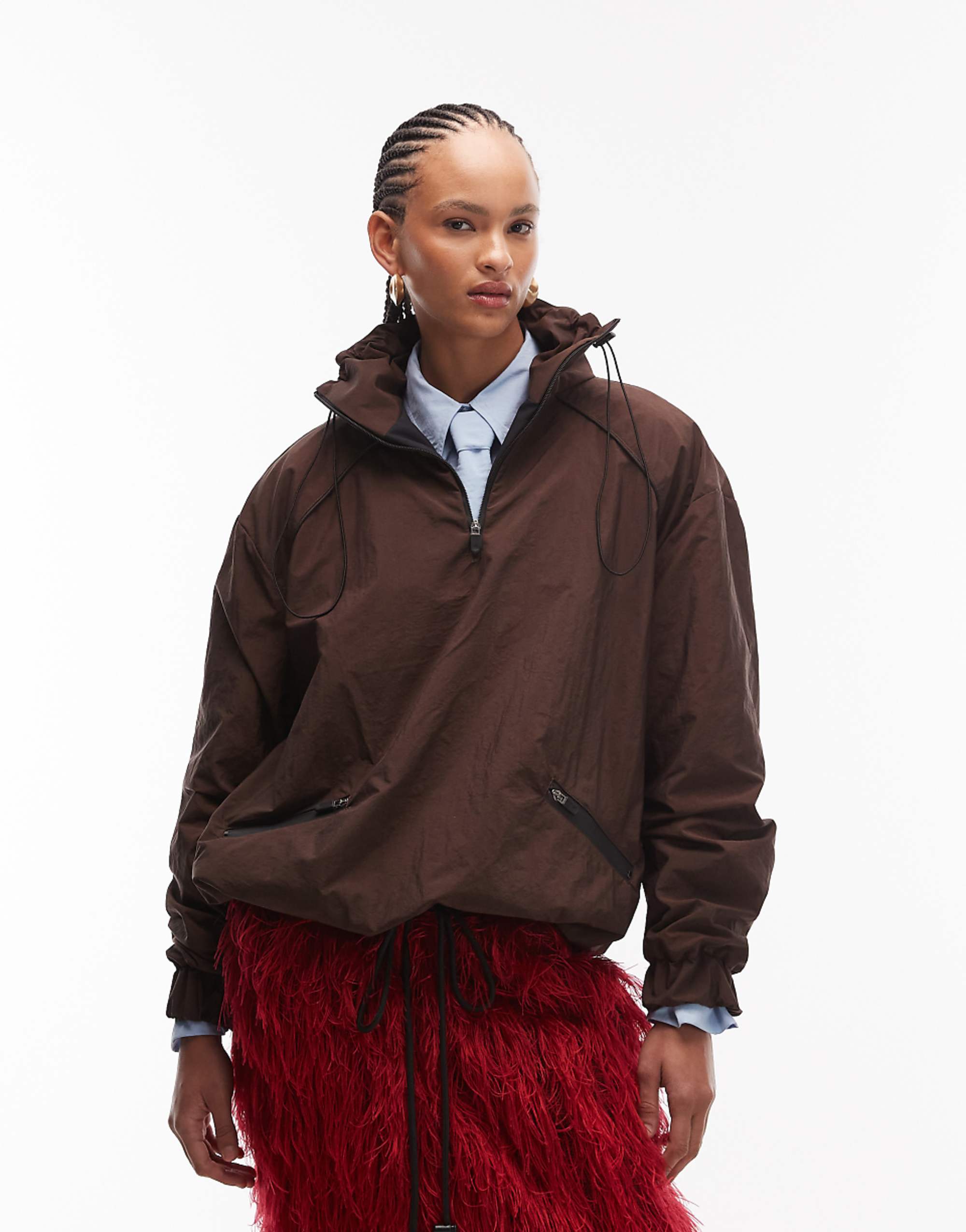 Asos Design Techy Windbreaker Jacket in Chocolate