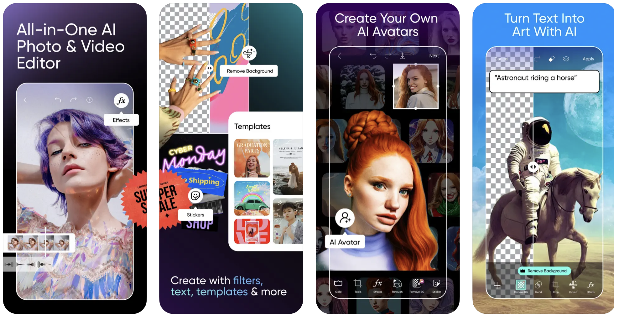 Picsart AI Photo Editor app screenshots