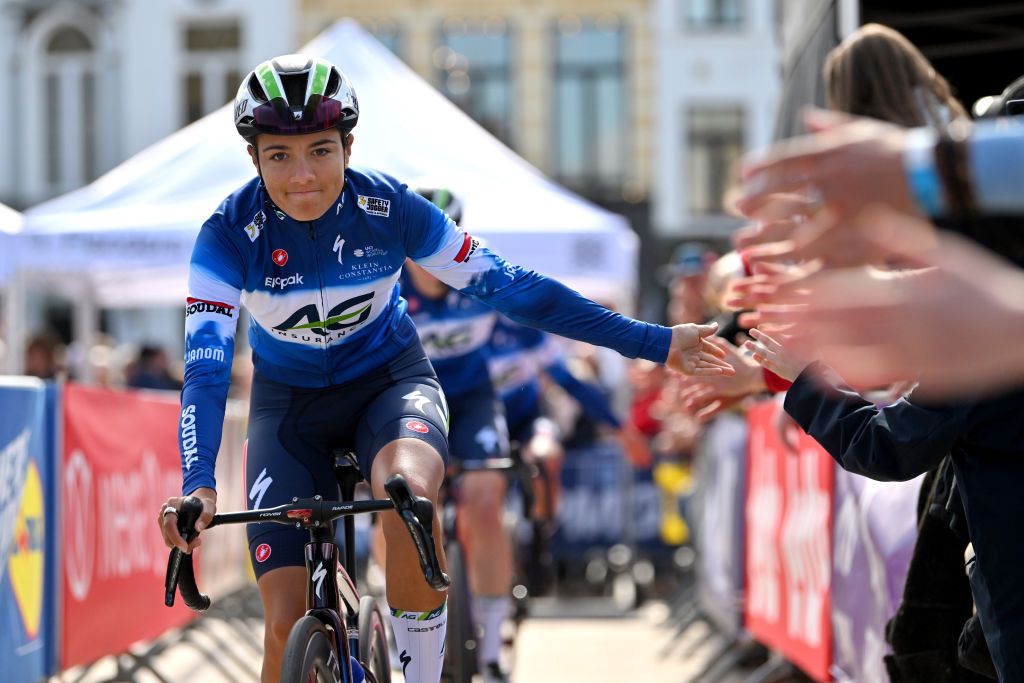 OUDENAARDE BELGIUM MARCH 31 Anya Louw of Australia and AG Insurance Soudal Team prior to the 21st Ronde van Vlaanderen Tour des Flandres 2024 Womens Elite a 163km one day race from Oudenaarde to Oudenaarde on March 31 2024 in Oudenaarde Belgium Photo by Luc ClaessenGetty Images