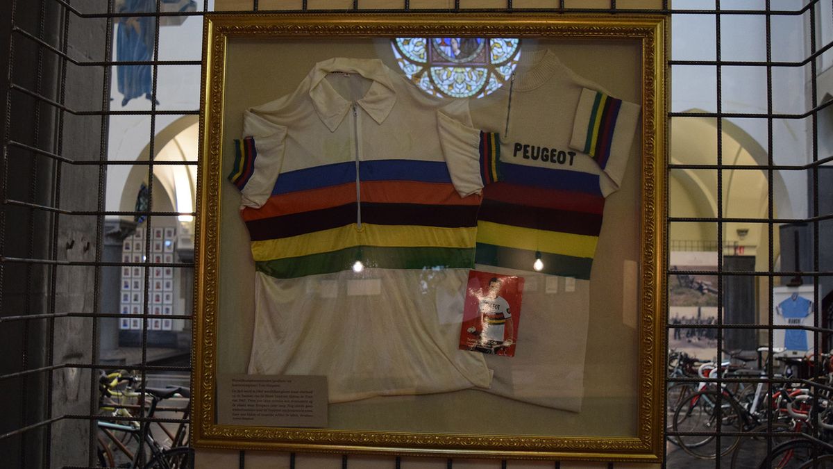 One of Tom Simpson's world champion jerseys worn during the 1966 season