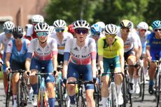 Anna Shackley and Lizzie Deignan at the 2020 Olympic road race