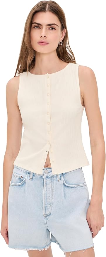 Madewell, Madewell Women's Ribbed Crewneck Shell Top, Ivory, L