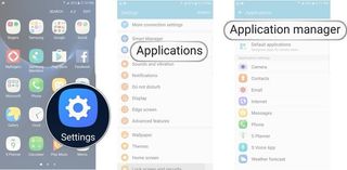 Launch the Settings app from your home screen or app drawer, Scroll down and tap Applications, Tap Application Manager