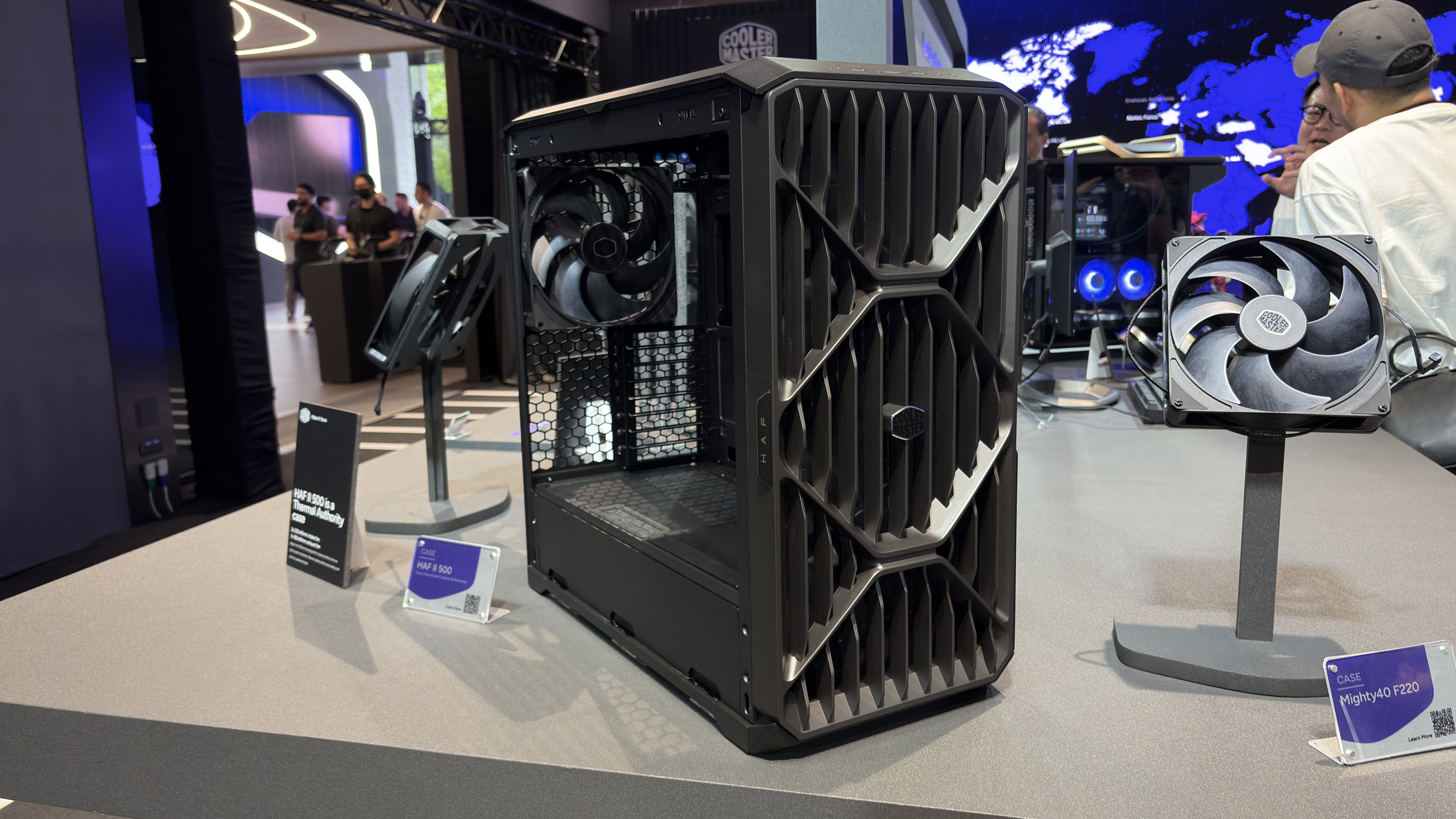 Cooler Master's new case products on display at its HQ during Computex 2026.