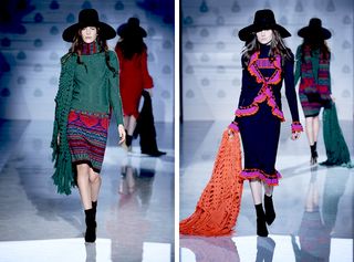 models in strong colour and crochet