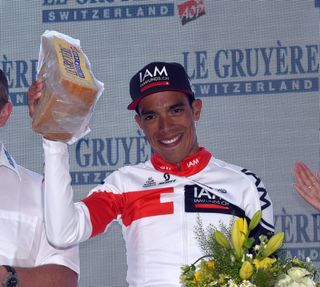 Jarlinson Pantano still smiling after winning stage nine of the 2016 Tour de Suisse. Photo: Graham Watson