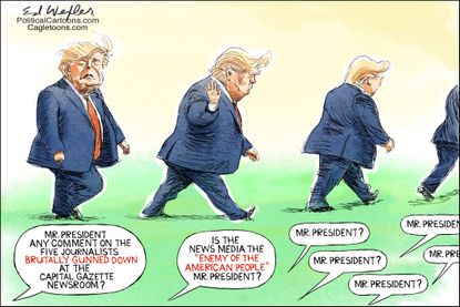 Political Cartoon U.S. Trump Capital Gazette shooting media enemy of the people