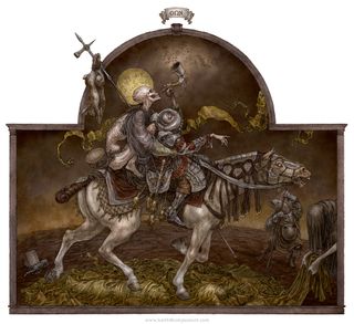 A skeleton on a horse by one of the best horror artists