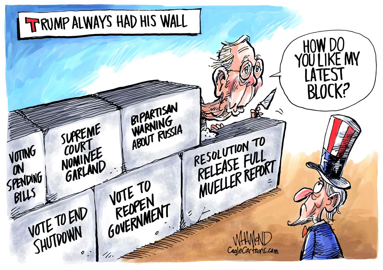 Political cartoon U.S. Trump mitch mcconnell&amp;amp;nbsp;wall&amp;amp;nbsp;