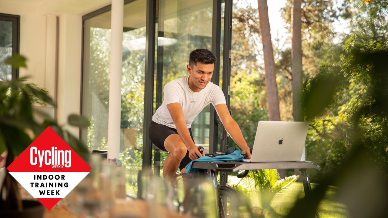 Image shows a rider training indoors