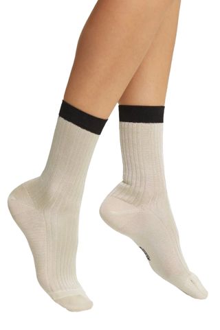 Silky Colorblock Rib Crew Socks