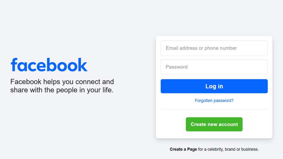 Facebook website screenshot (August 2025).