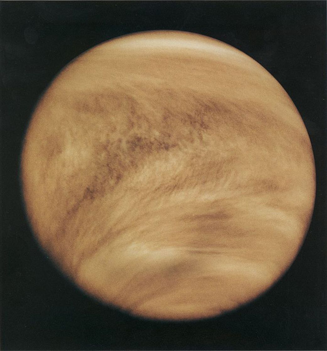 Venus in ultraviolet light, as seen by NASA&#039;s Pioneer-Venus Orbiter in 1979. 