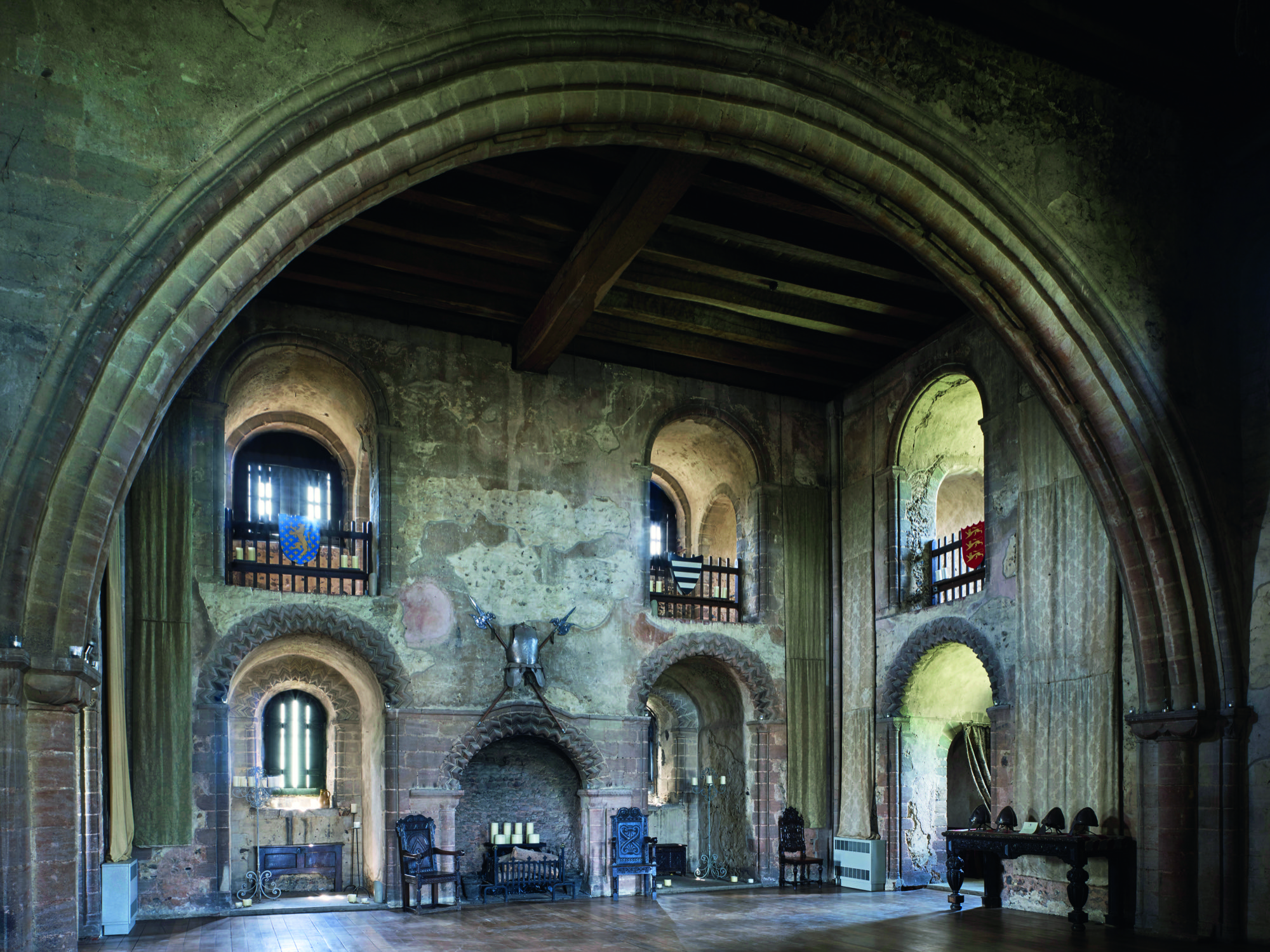Interior view of the medieval keep at Hedingham Castle in Essex