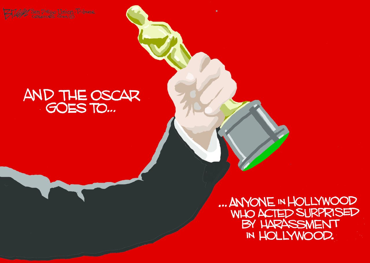 Political cartoon U.S. Oscars 2018 Me Too sexual harassment Time&amp;#039;s Up