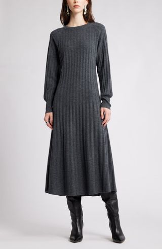 Long Sleeve Wool & Cashmere Sweater Dress