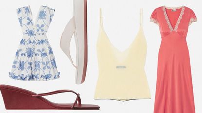 summer dresses, tops, sandals net-a-porter