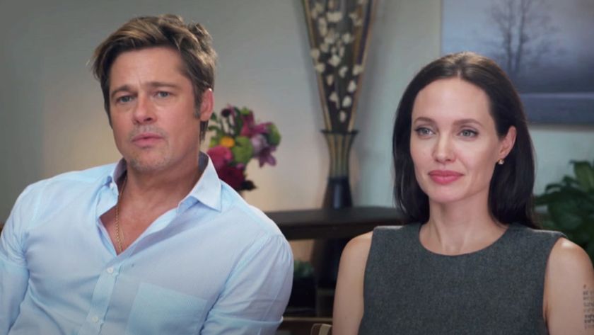 Brad Pitt and Angelina Jolie sitting beside each other during interview with Today's Tom Brokaw