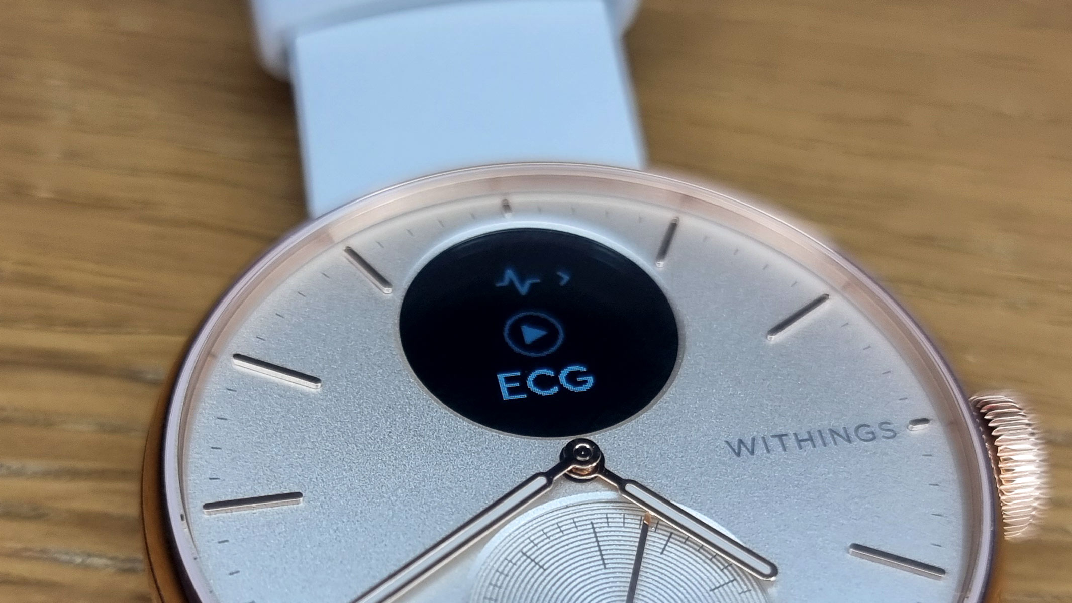 a close-up picture of the Withings ScanWatch 2's OLED display