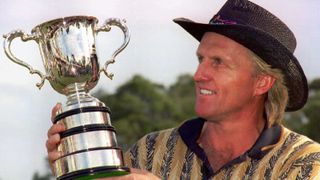 Greg Norman with the Australian Open trophy