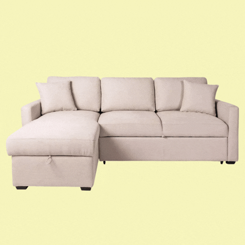 Habitat, Reagan RH Storage Corner Chaise Sofa Bed - Natural
