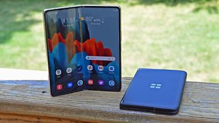The Samsung Galaxy Z Fold 4 and Microsoft Surface Duo 2 next to each other