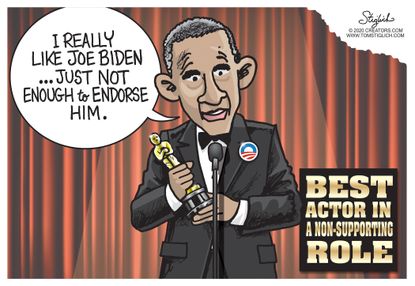 Political Cartoon U.S. Obama Oscars Joe Biden endorsement