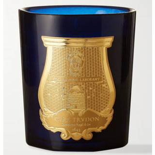 Trudon luxury scented candle in a jar with a gold logo on front