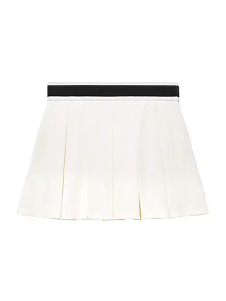 White pleated tennis skirt with black trim on top