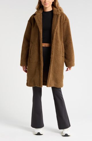 Faux Shearling Longline Coat