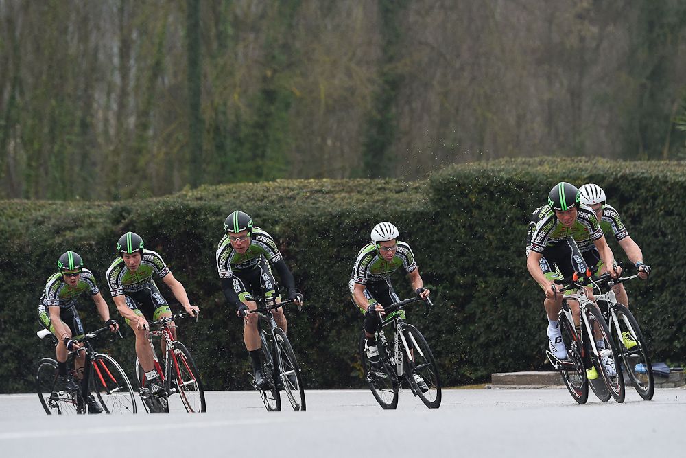 Team Veranclassic Ago ride during the Team Time Trial on day one of the tour of 'La Mediterraneenne'