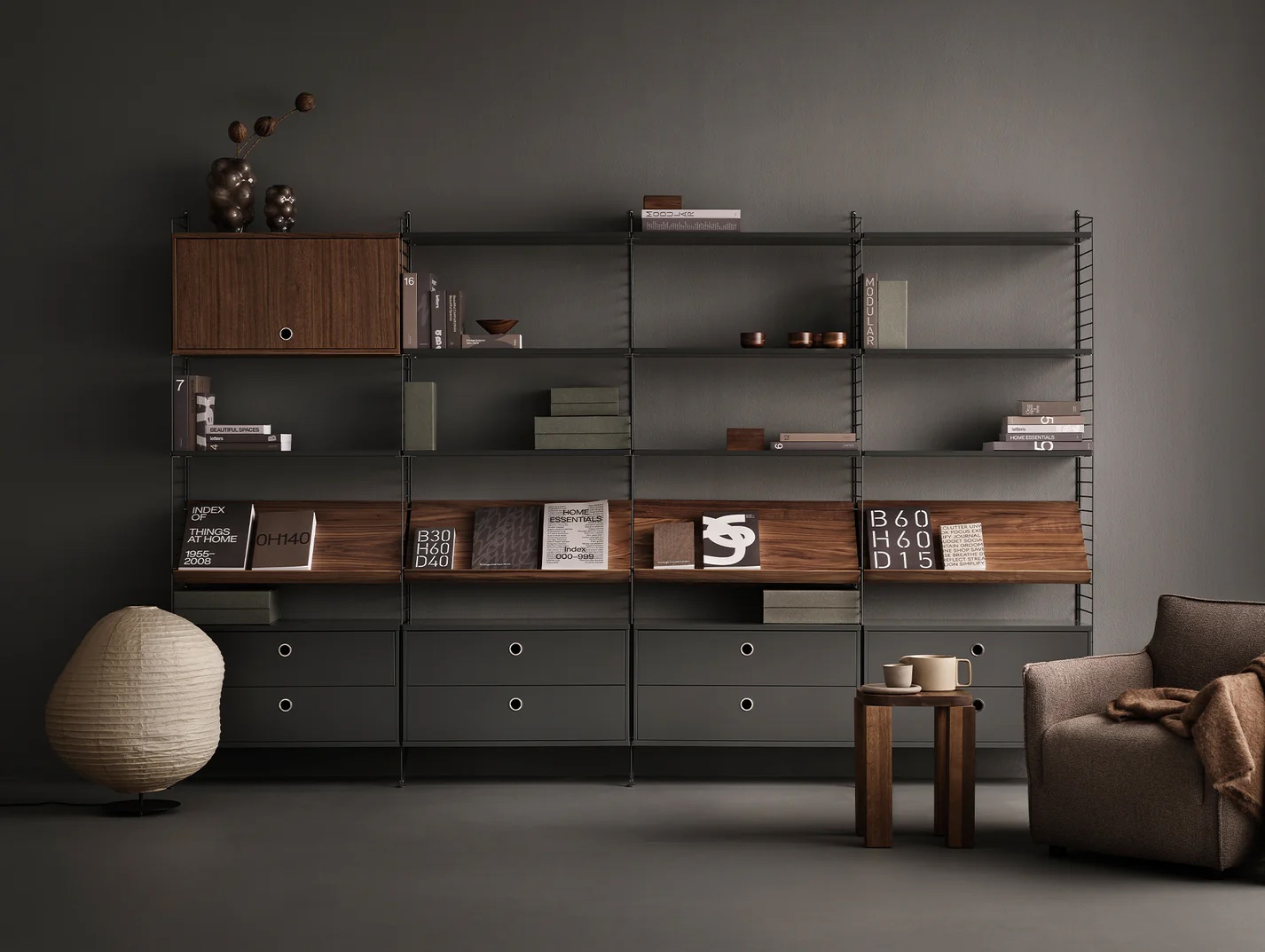 shelving with books and objects