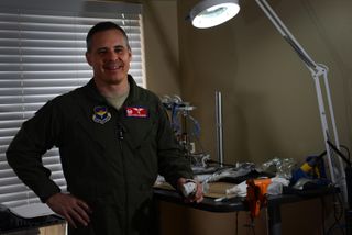 Col. Thatcher Cardon, 47th Medical Group commander at Laughlin Air Force Base, Texas. Cardon's "perineal access port" won NASA's first Space Poop Challenge for spacesuit toilet systems.