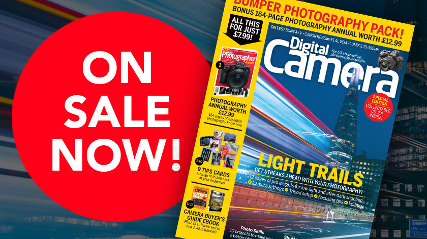 Front cover of issue 304 (March 2026) of Digital Camera magazine and a red blob that reads 'On sale now!'